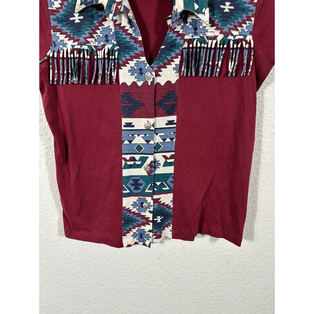 Vintage Western Shirt Womens Medium Southwest Short Sleeve Multicolor Button Up - Picture 7 of 11